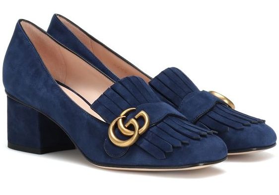 GUCCI Marmont fringed logo-embellished suede Pumps