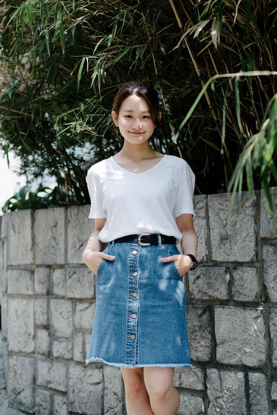 長青款牛仔短裙