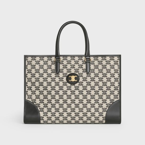 Celine TRIOMPHE刺繡布料橫式CABAS手袋