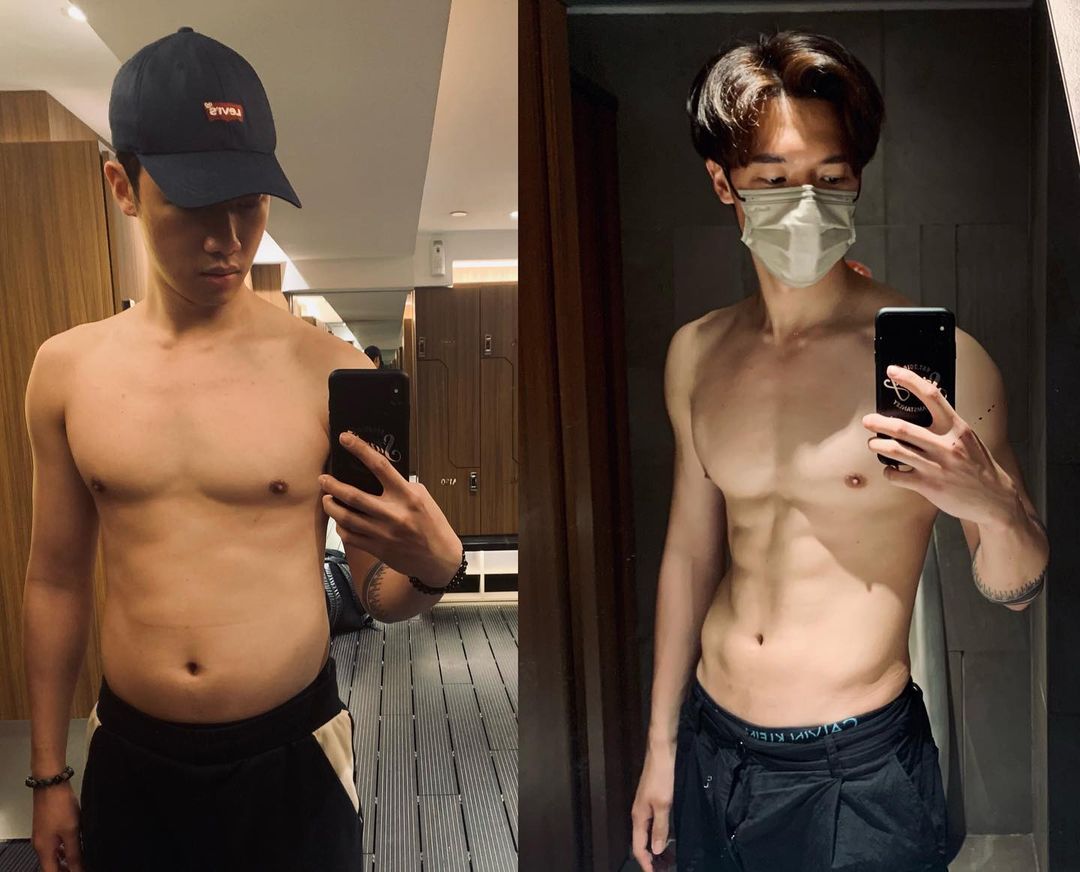 Stanley邱士縉展示操肌的成果。