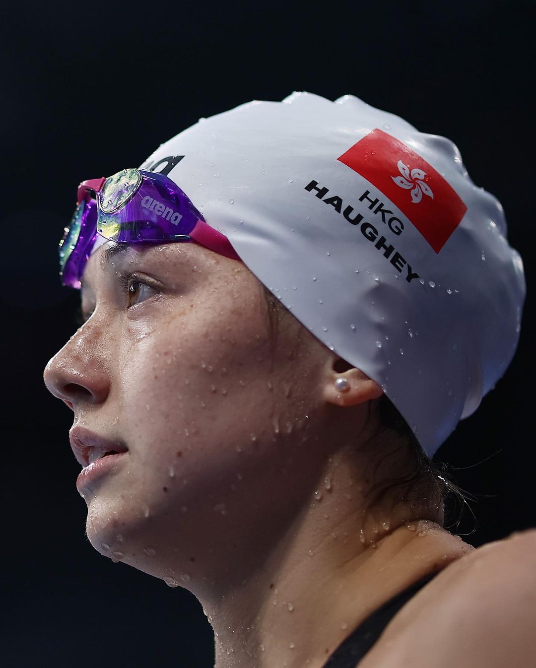 何詩蓓準備比賽一刻。