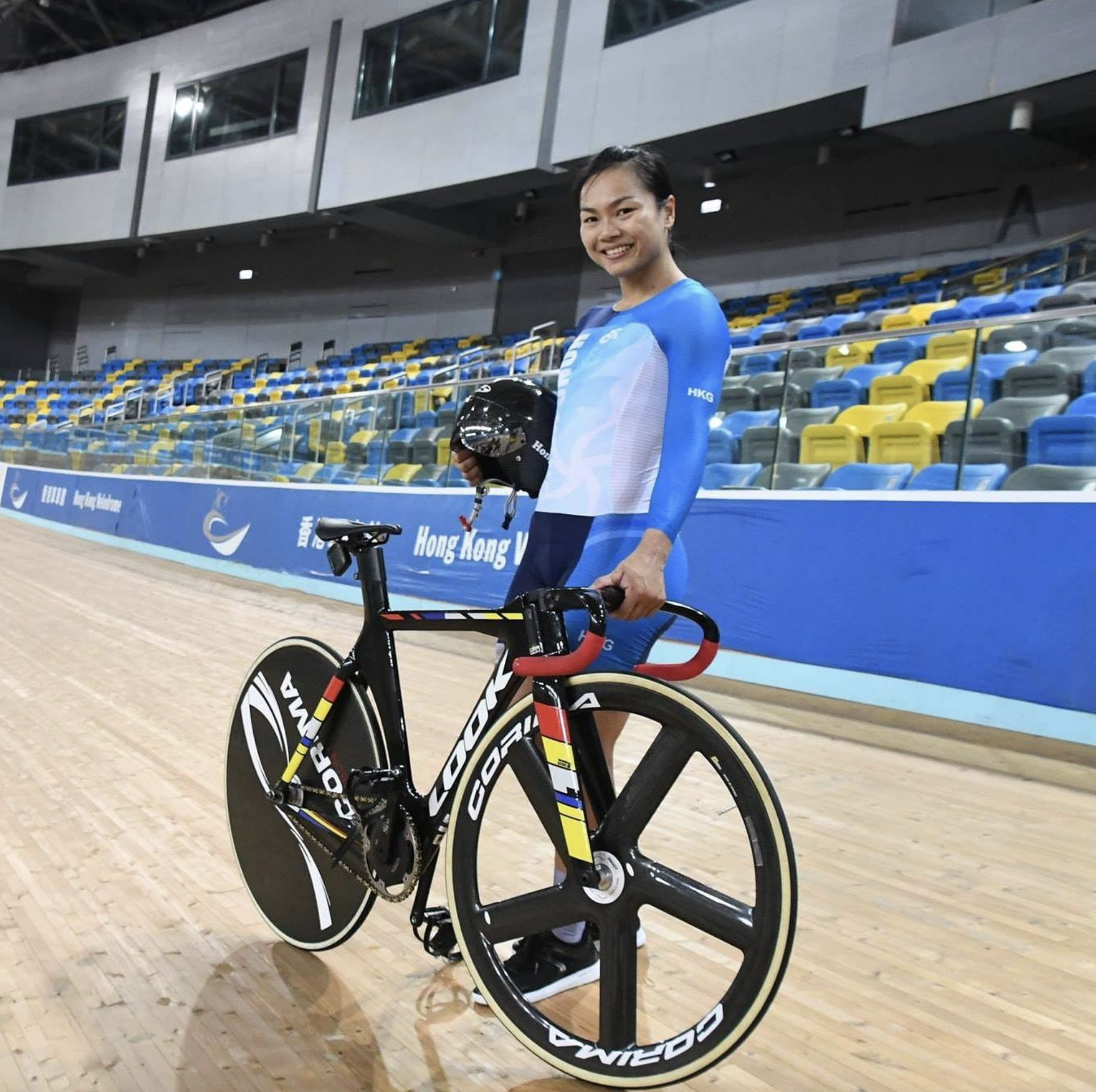 李慧詩在比賽場地上留影。