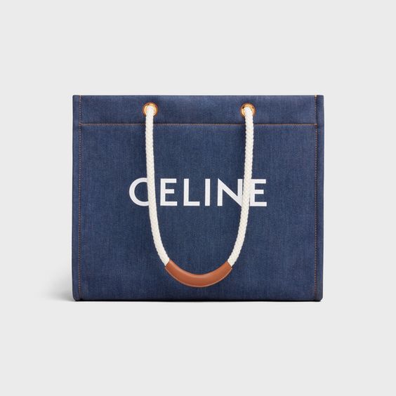 Celine印花牛仔布及小牛皮方形CABAS手袋