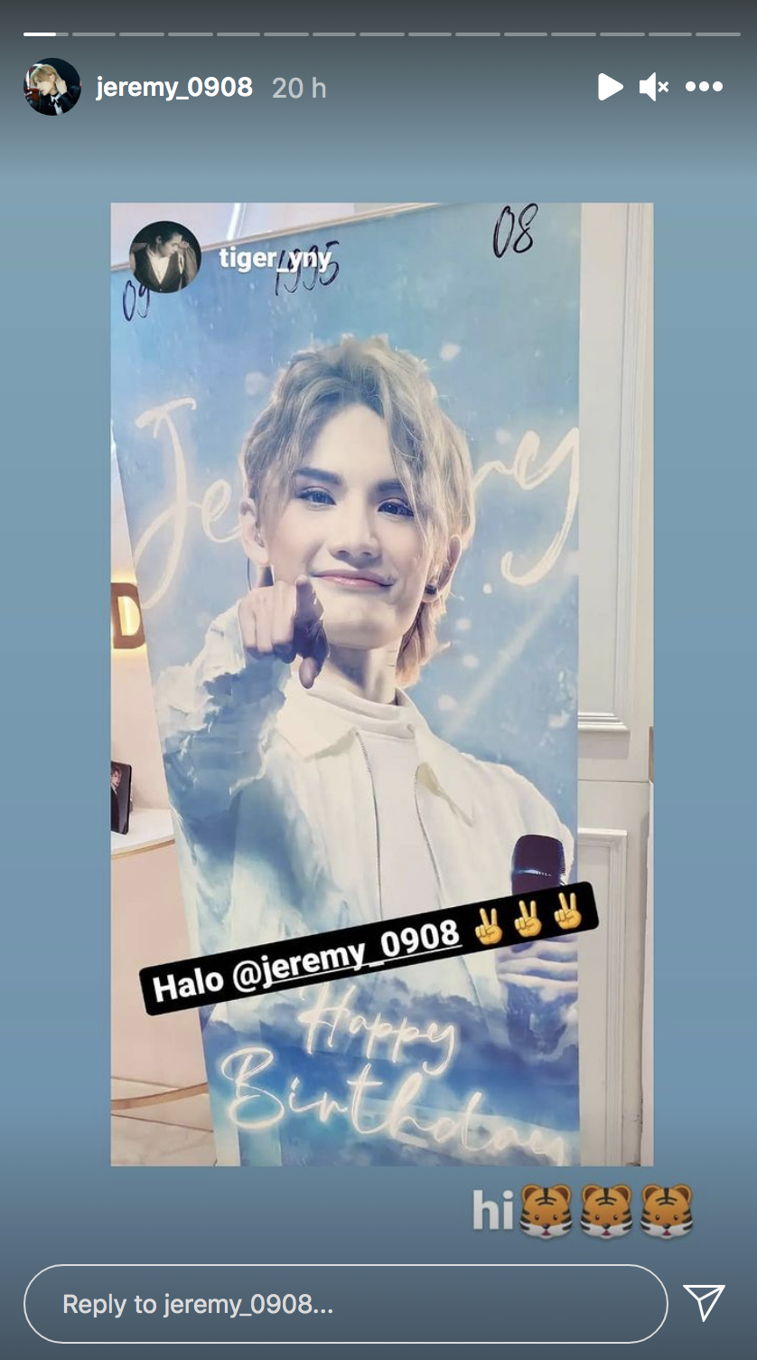MIRROR成員Tiger為Jeremy送上祝福。