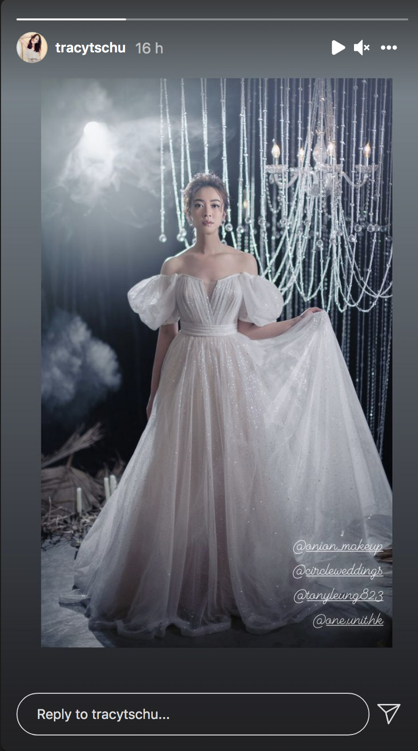 朱千雪在IG限時動態上發佈正面的照片。