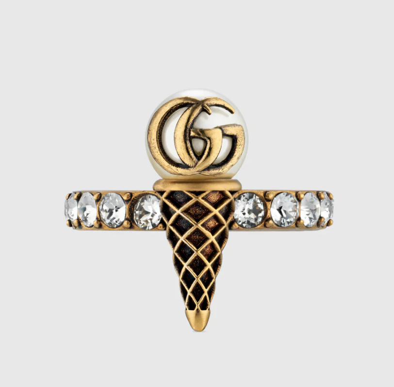 Gucci綴水晶雙G雪糕戒指 $2,400