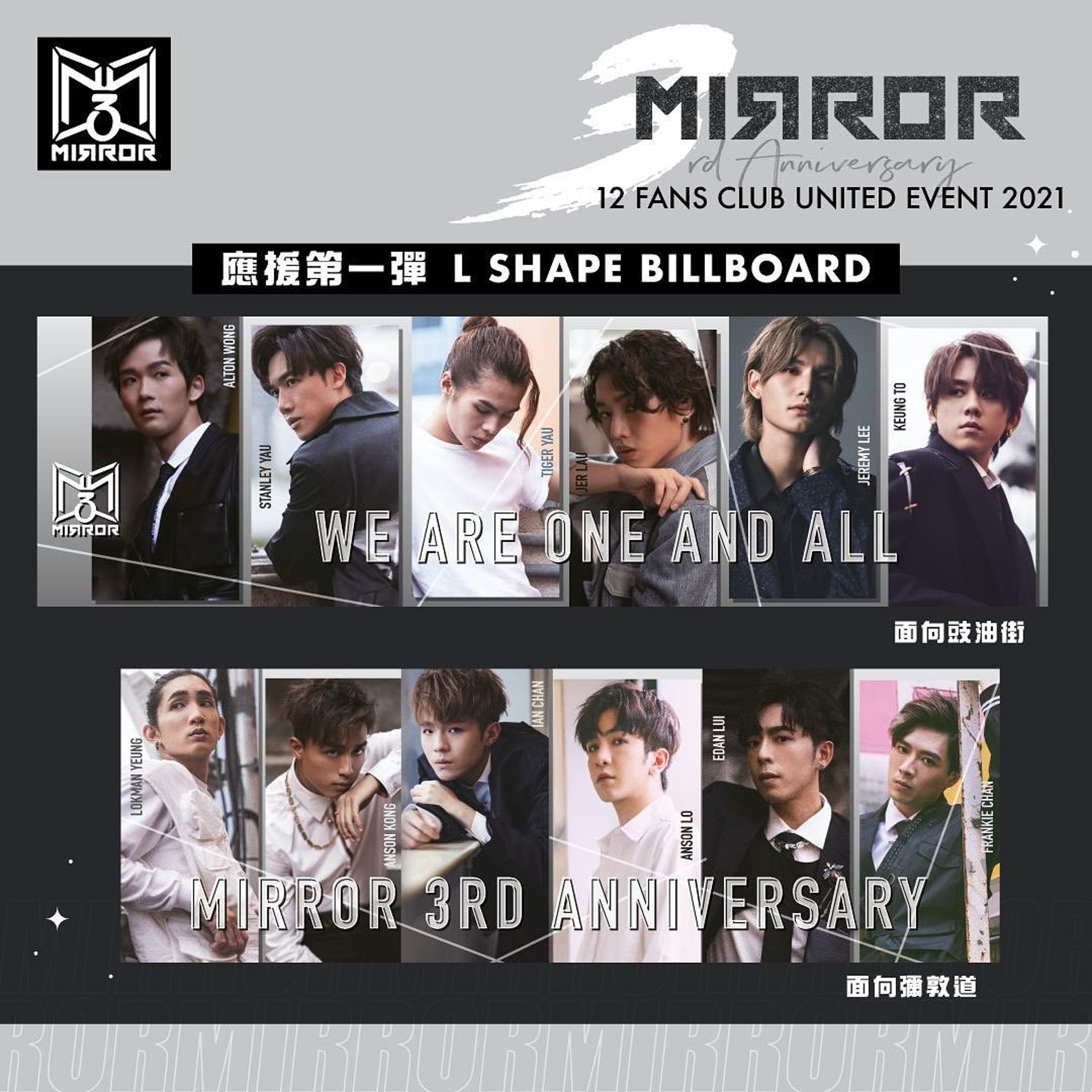 各成員的相片排位按抽籤結果排序