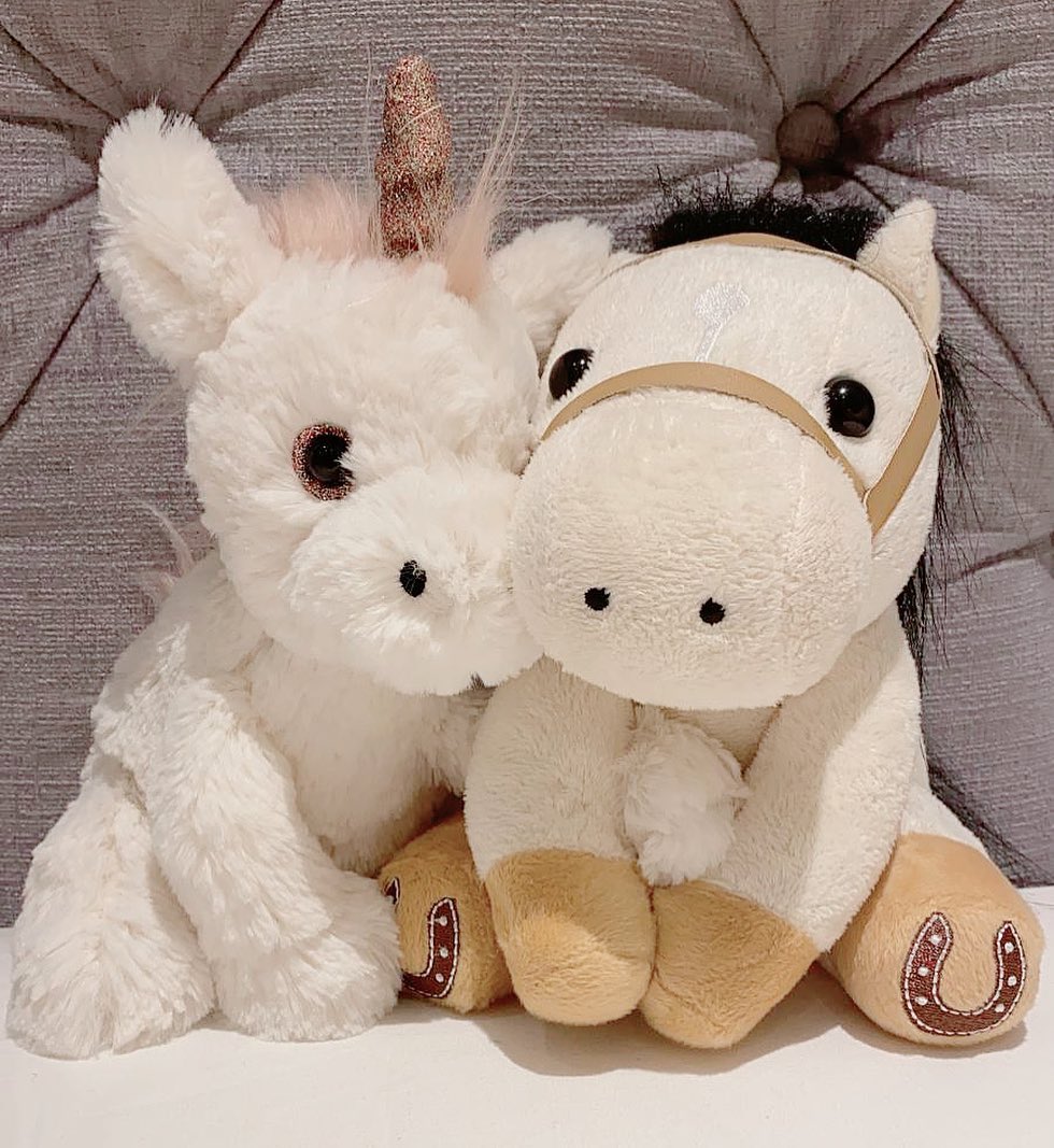 馬仔和獨角獸公仔合照