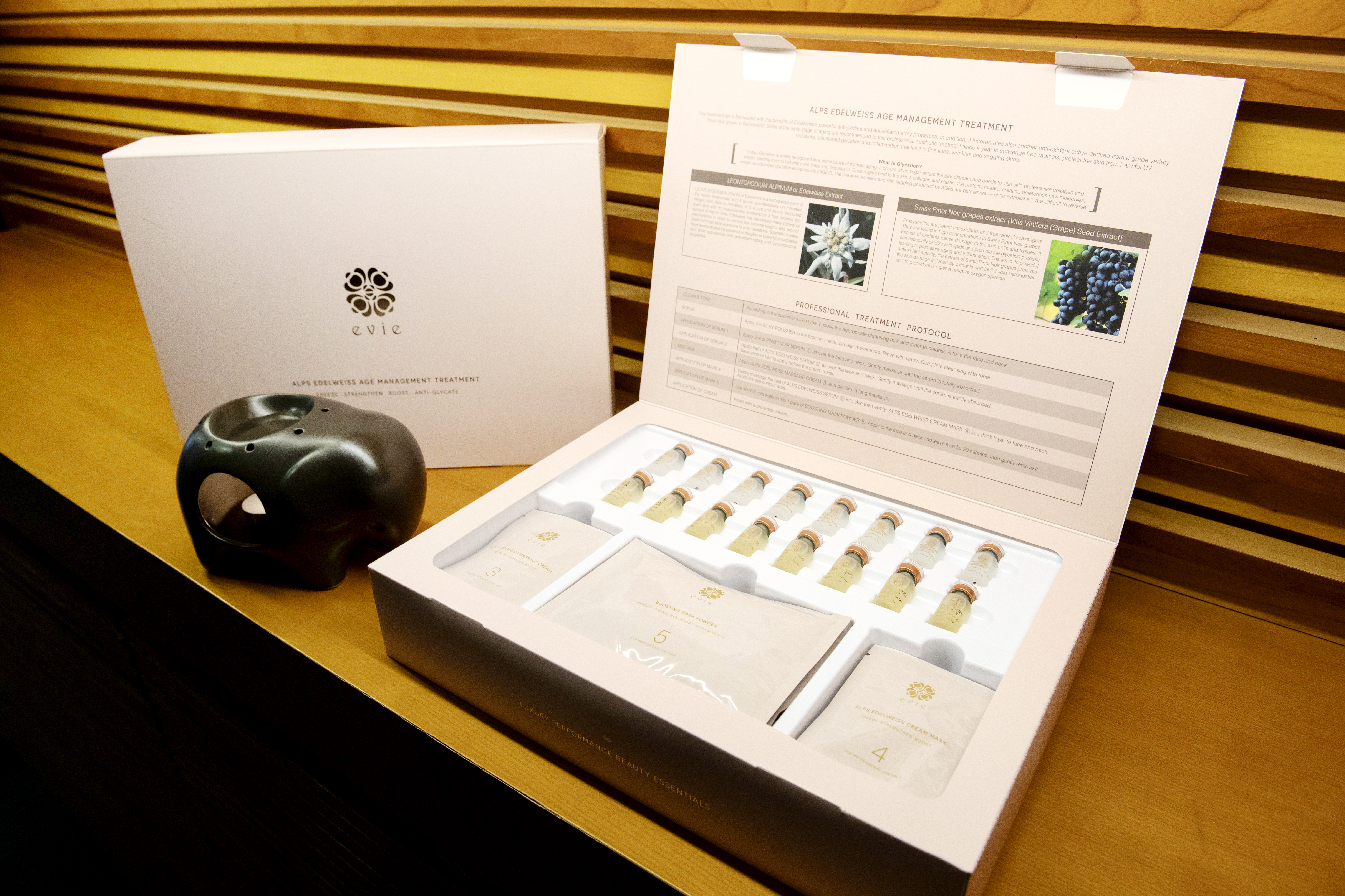 Evie Beauté的雪絨花凍齡嫩肌雙抗護理療程阿卑斯山的雪絨花及瑞士黑皮諾葡萄的精華