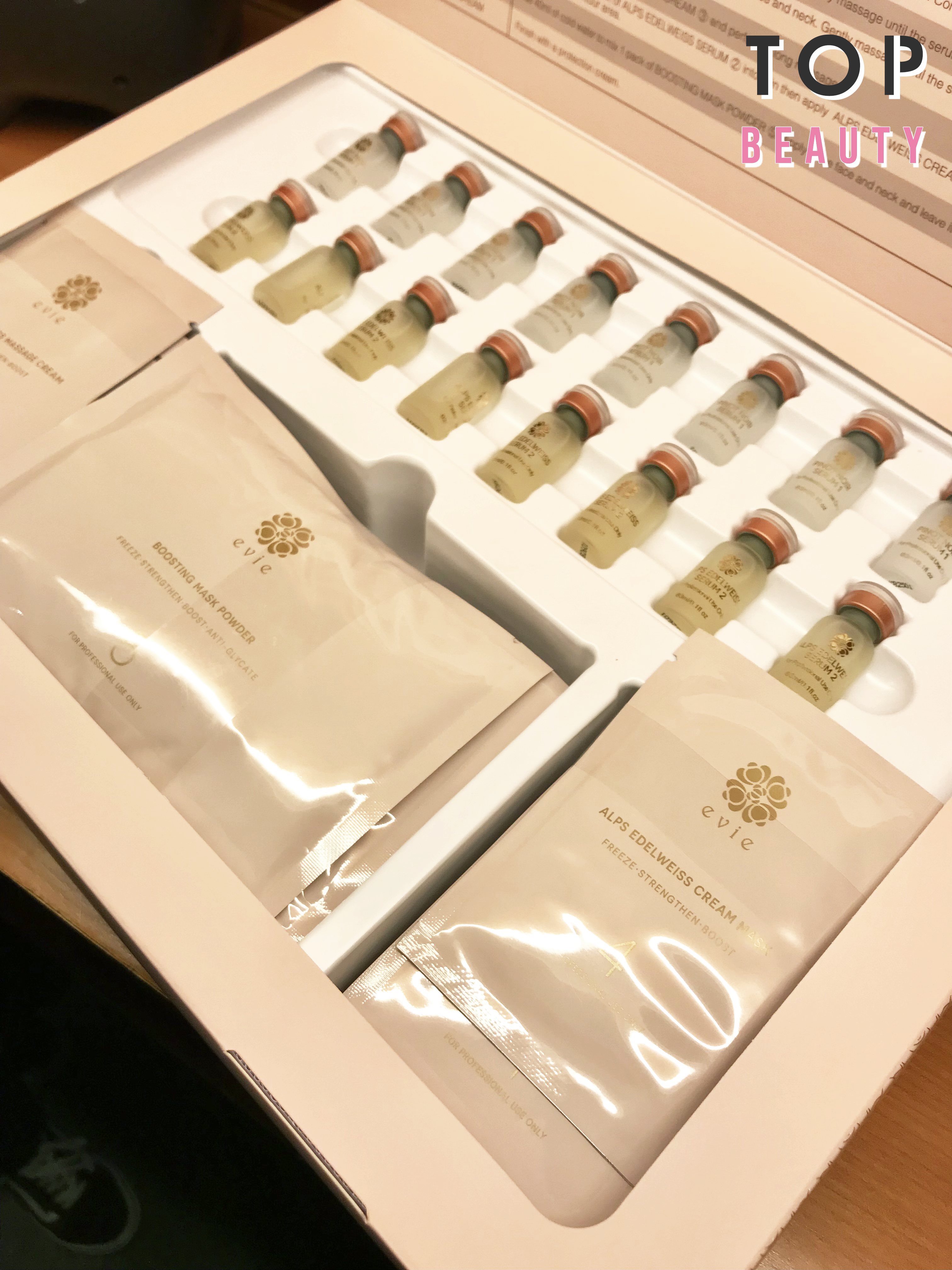 Evie Beauté的雪絨花凍齡嫩肌雙抗護理組合。