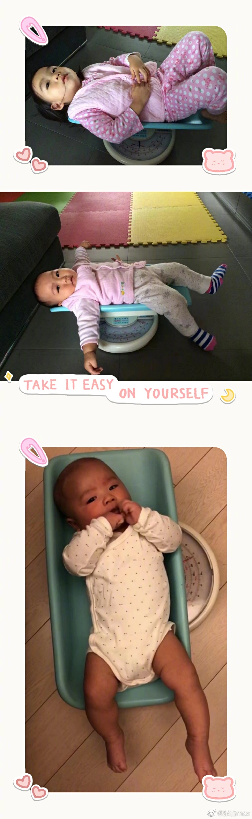 張晉公開3名子女小時候照片。