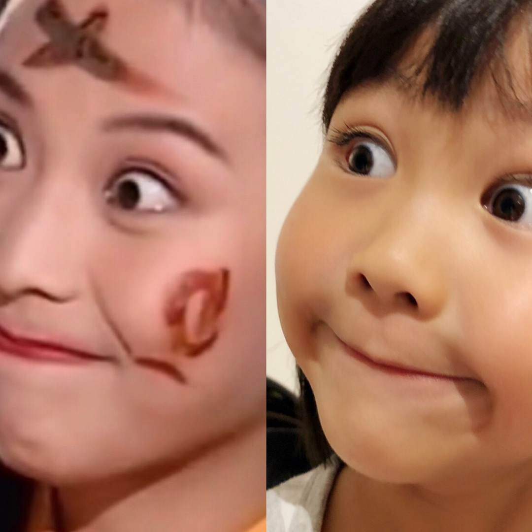 蔡少芬曾分享與二女張信兒的對比照。