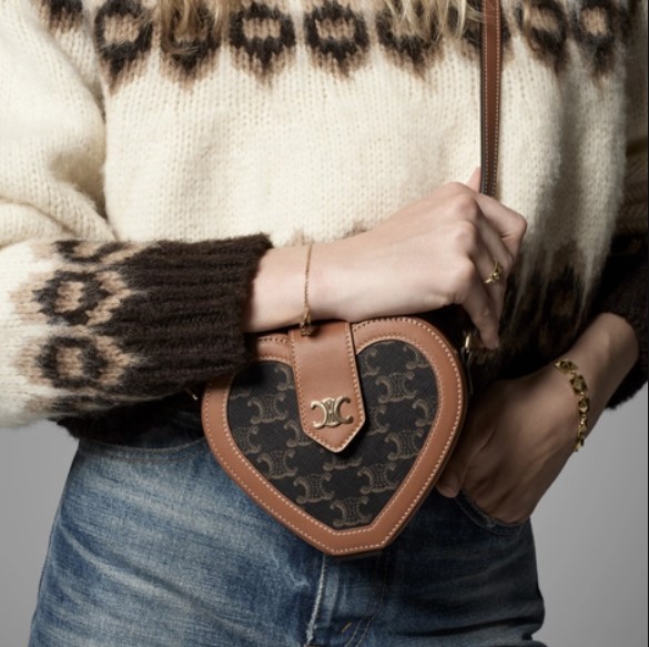 CELINE TRIOMPHE帆布及小牛皮HEART TAMBOUR手袋