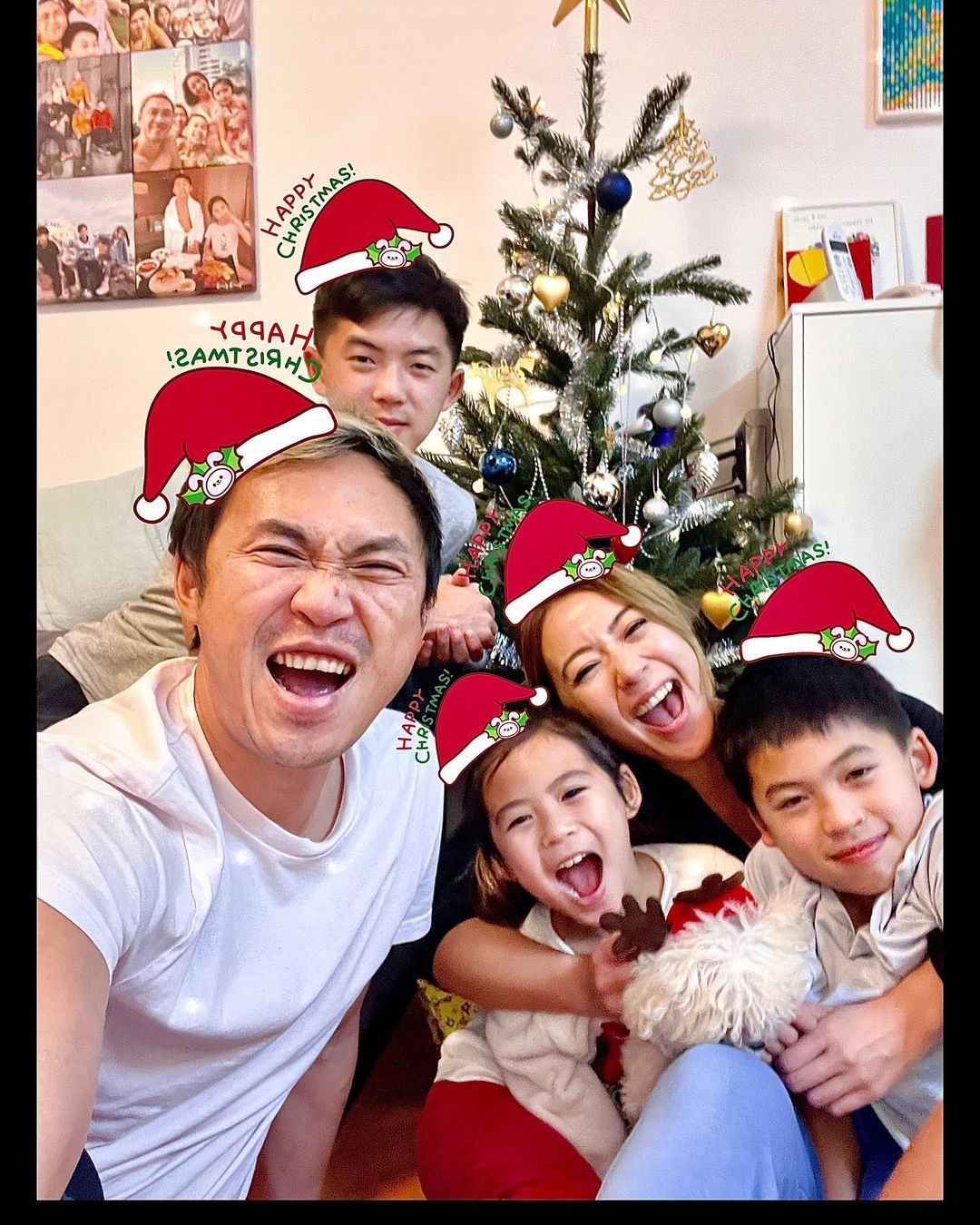 梁芷珮(Christy)與老公一家五口溫馨家庭照