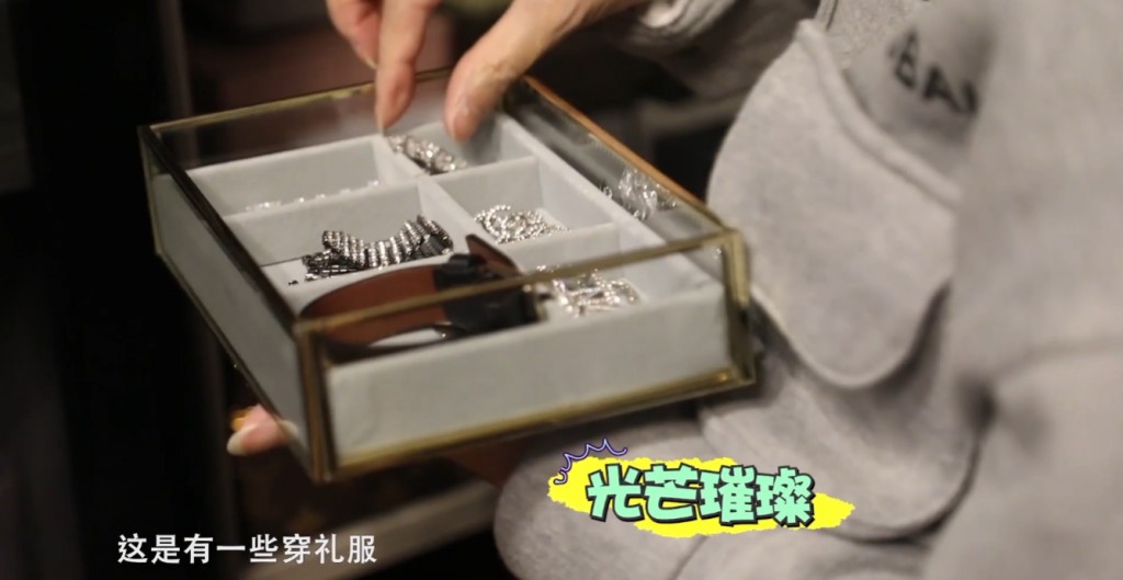 衣帽間的玻璃展示櫃中亦放滿名貴首飾。