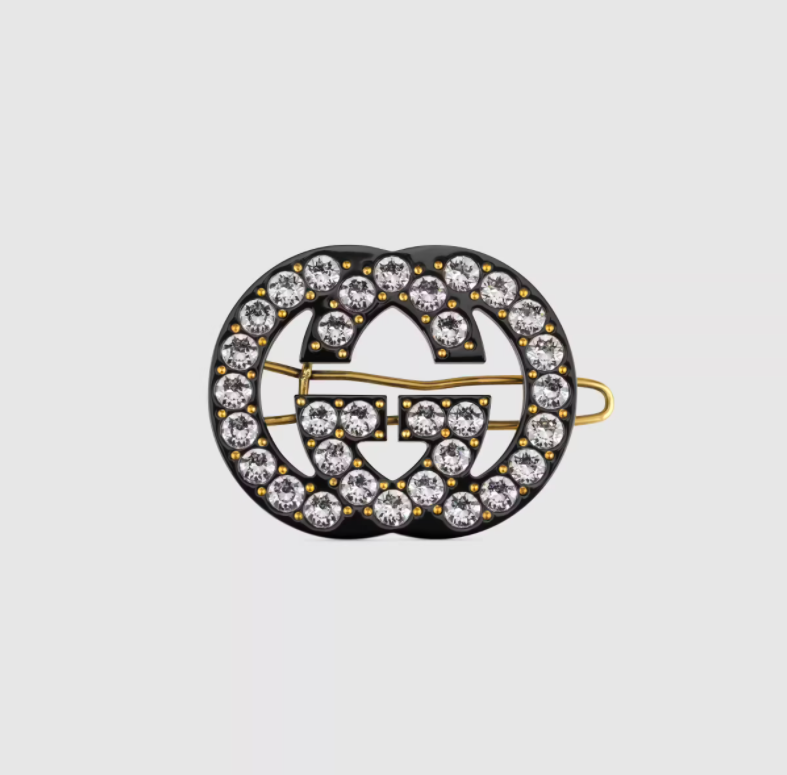 Gucci 綴水晶Interlocking G髮夾 $3,500
