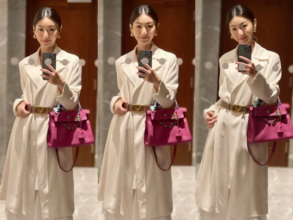 周嘉儀玉蘭粉色Hermes Kelly 28 Bag