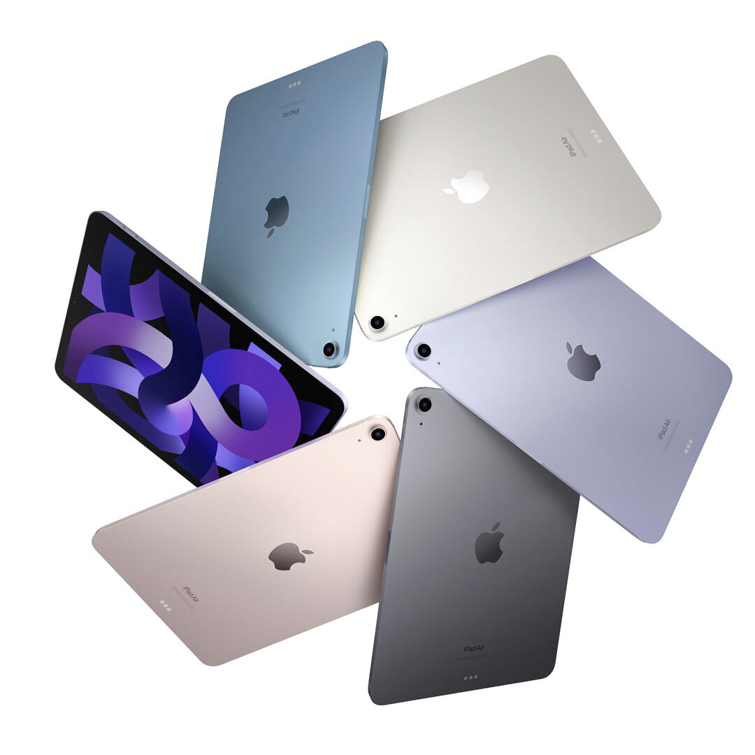 Ipad Air換上全新配色，包括太空灰、星光色、粉紅色、紫色及全新的藍色