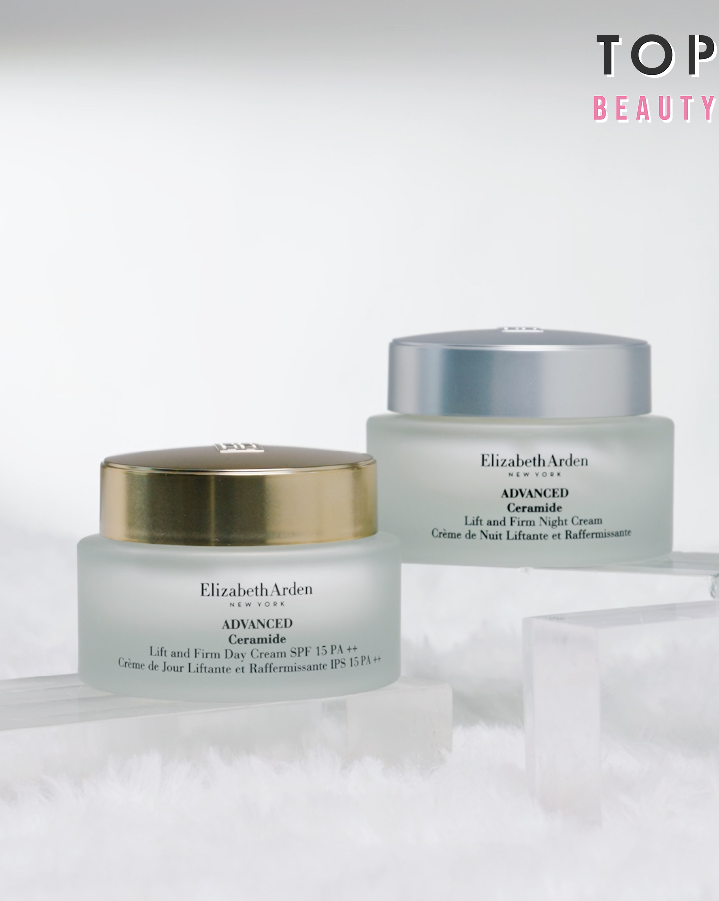 Elizabeth Arden 升級版時空彈力緊容防曬日霜$780/50ml;升級版時空彈力緊容晚霜$830/50ml