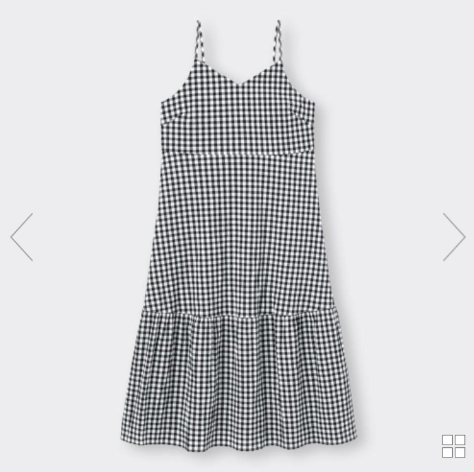 GU Gingham checked tiered camisole dress $199