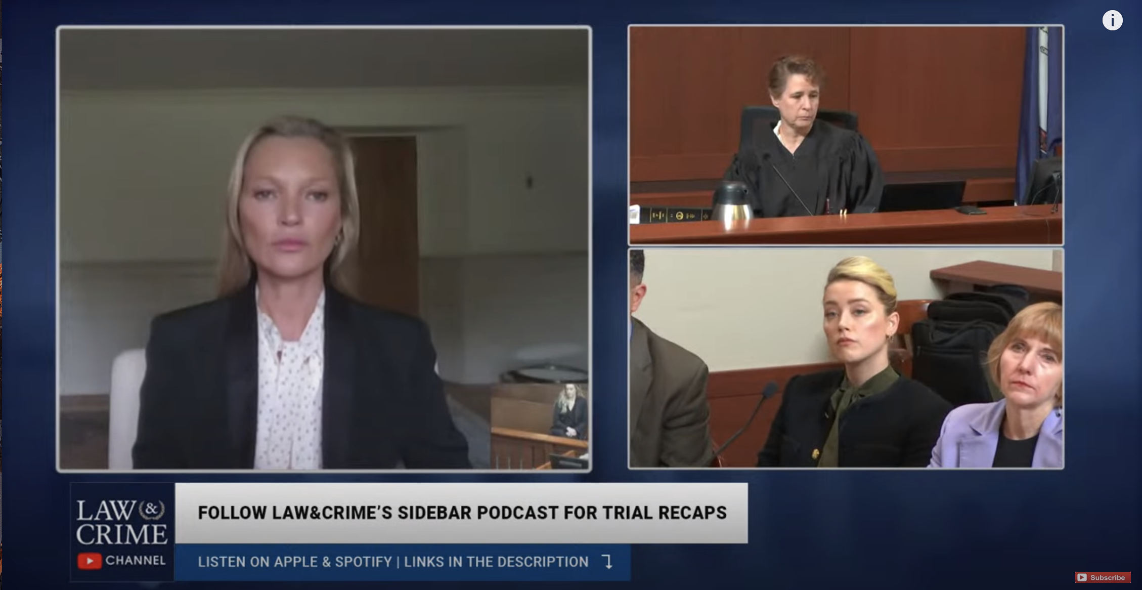 尊尼特普（Johnny Depp）前女友凱特摩絲（Kate Moss），因身處英國所以透過視像方式提供證供