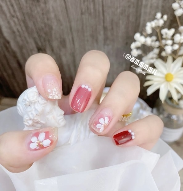 蜜桃粉梔子花