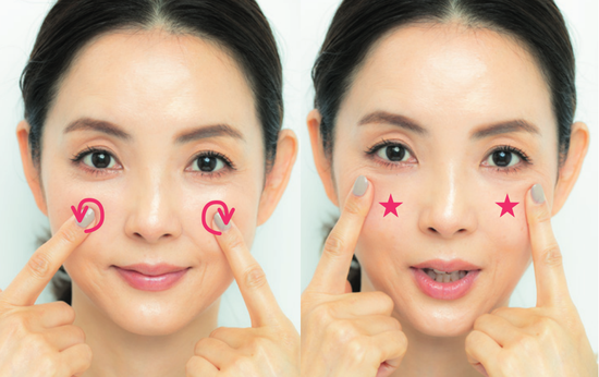 用手指按壓刺激退化的肌肉