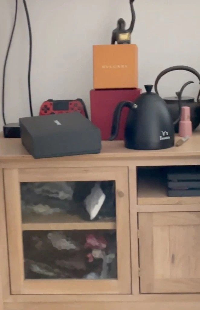 有眼尖的網民更發現，電視櫃上除了茶具及裝飾品外，雜物當中竟有一座金像獎雜在其中。