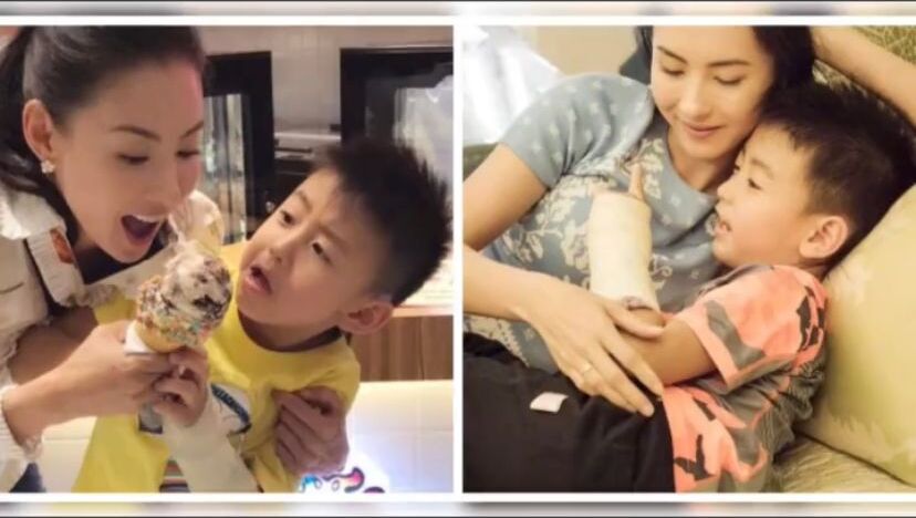 張柏芝表示8歲Quintus一下子長大,成為小小的男子漢而十一歲的他更是成為小暖男。