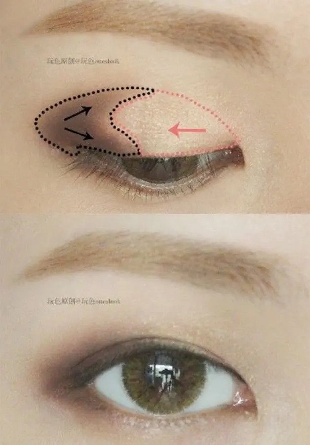 加深眼窩，以打造深邃雙眼效果。