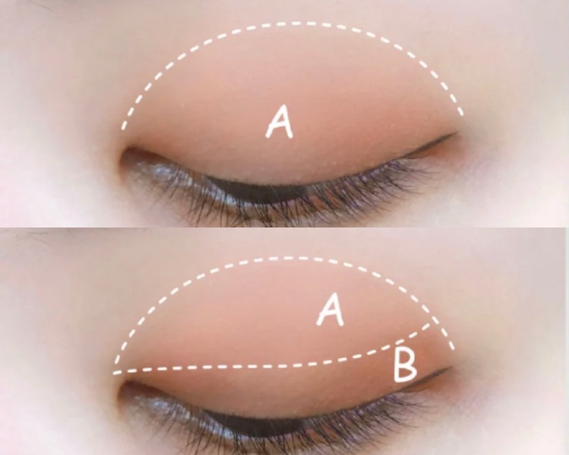 畫上雙色漸層眼影，只需一深一淺的眼影便可完成。