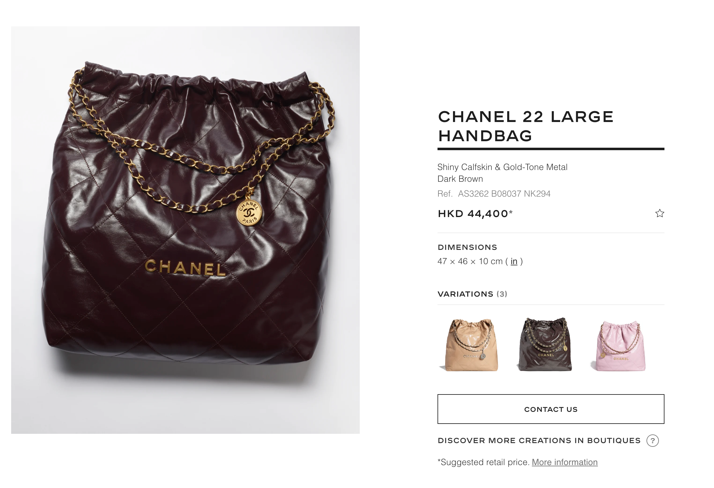 CHANEL 22 LARGE HANDBAG $44,400