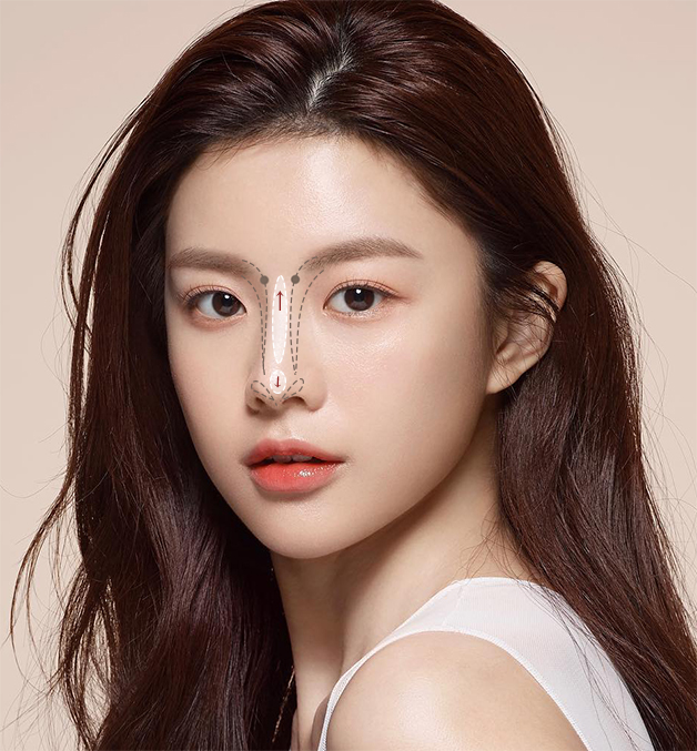 短鼻人士,重點就是要「視覺拉長鼻型」。