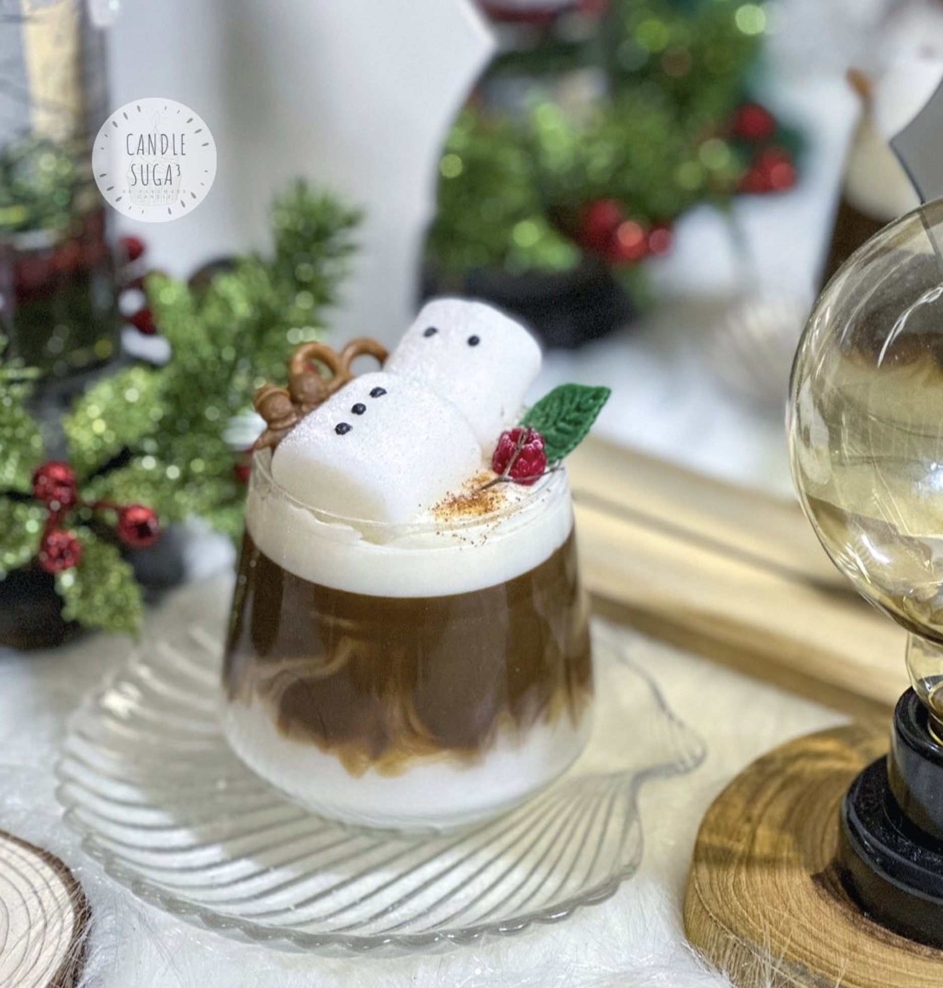 棉花糖雪人飲品蠟燭