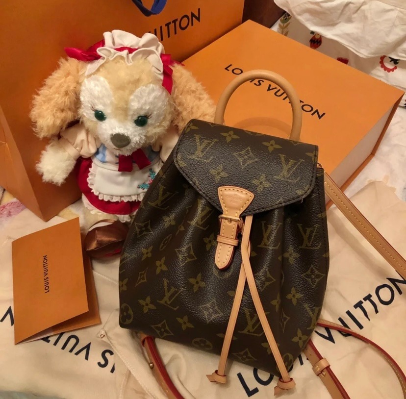 這款Montsouris BB有著Louis Vuitton經典的老花以及金色LV品牌標誌