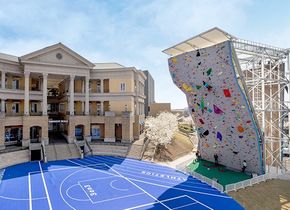 岸和田場內設有繩網陣、滑板場及攀石場等遊樂設施。