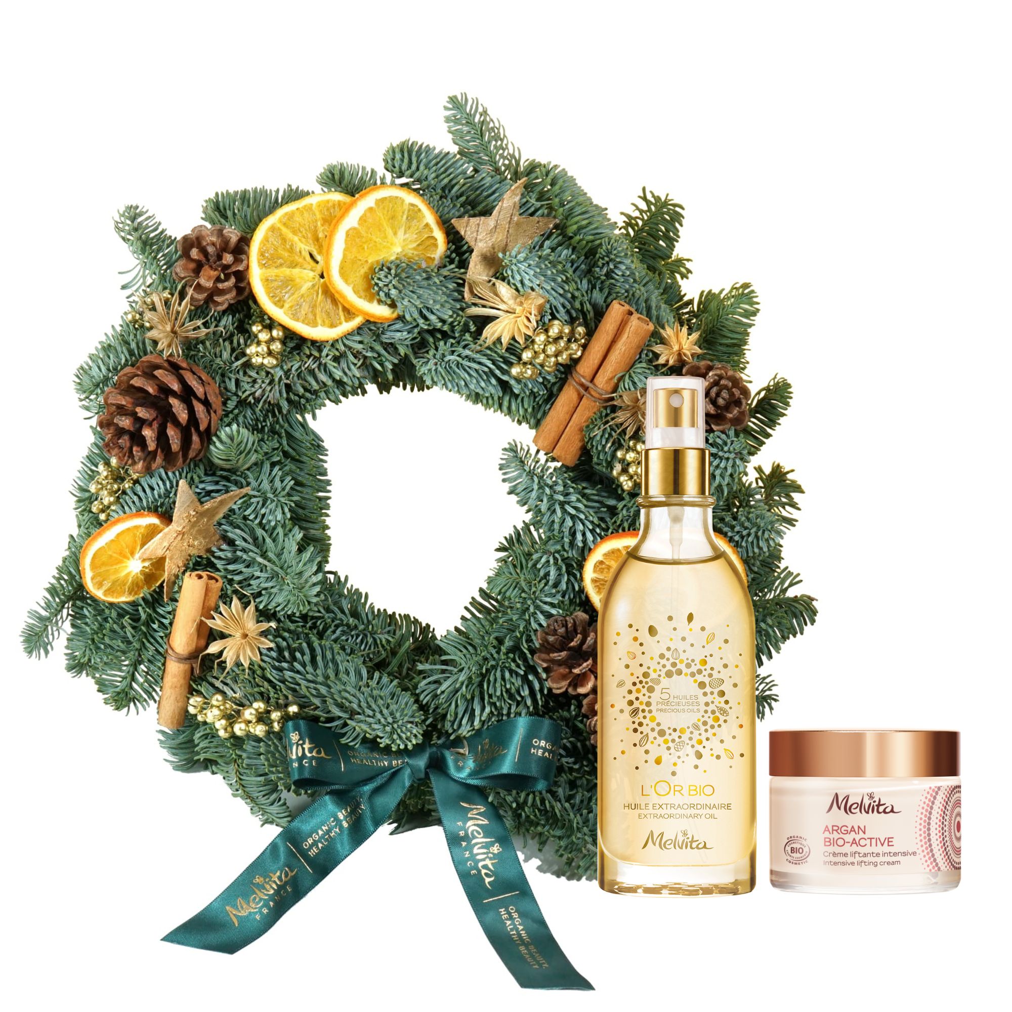 Melvita Green Xmas黃金油緊緻套裝