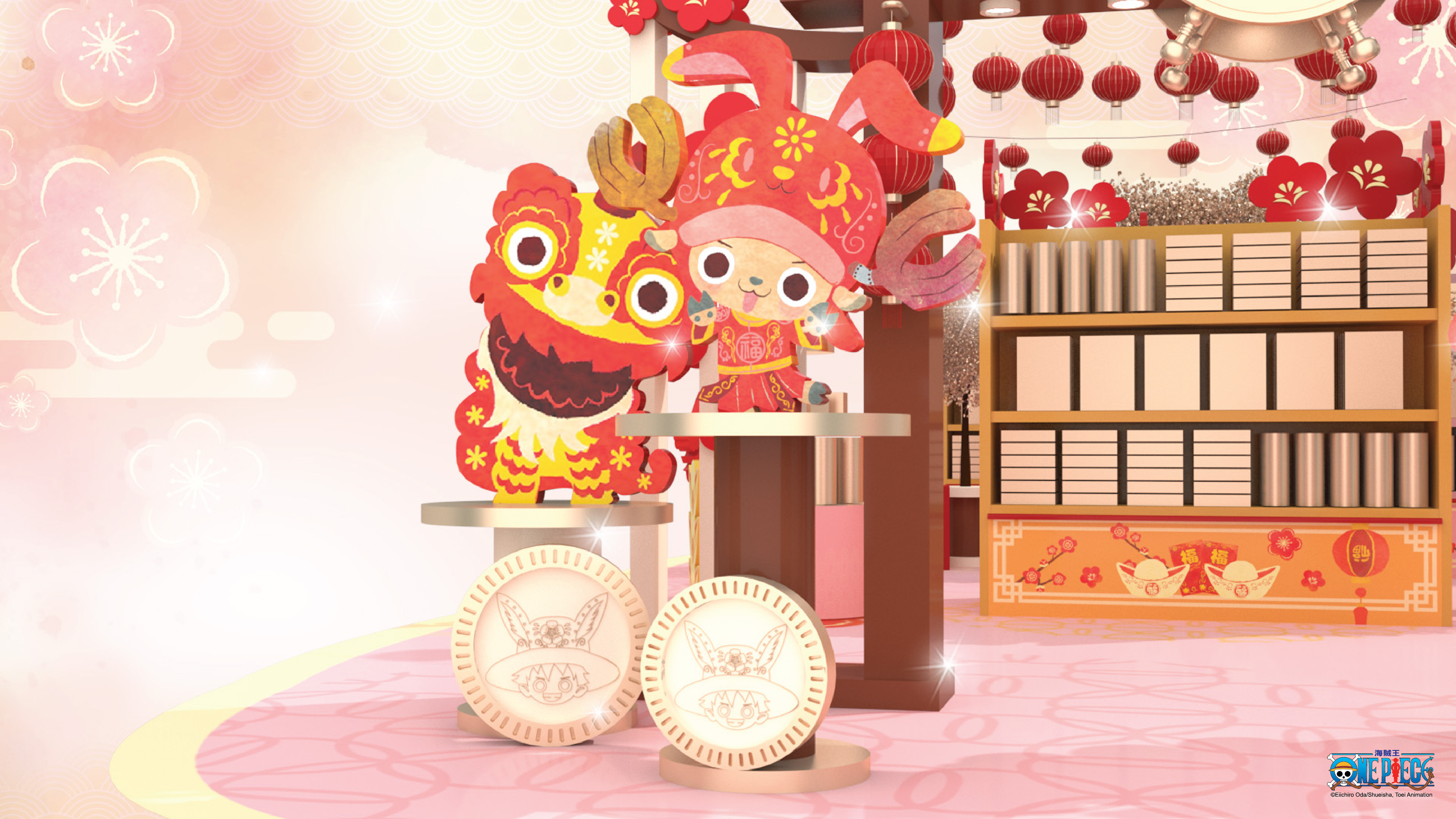 身穿中式新年服裝的索柏將戴上可愛的兔耳小帽與大家共迎兔年