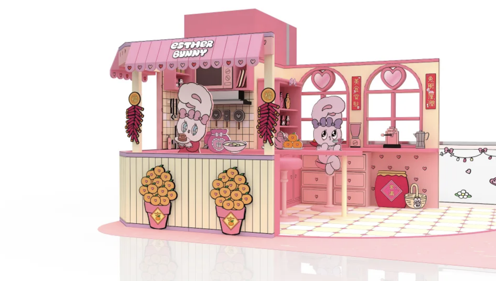 整個佈置以粉紅色作為主題，非常有少女心！