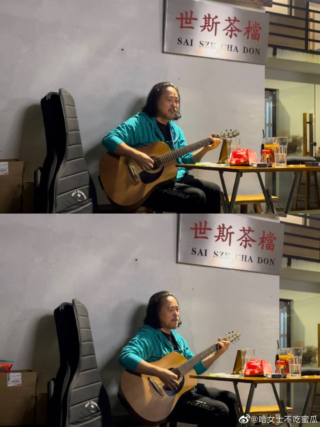 古明華唱歌為茶餐廳做宣傳。