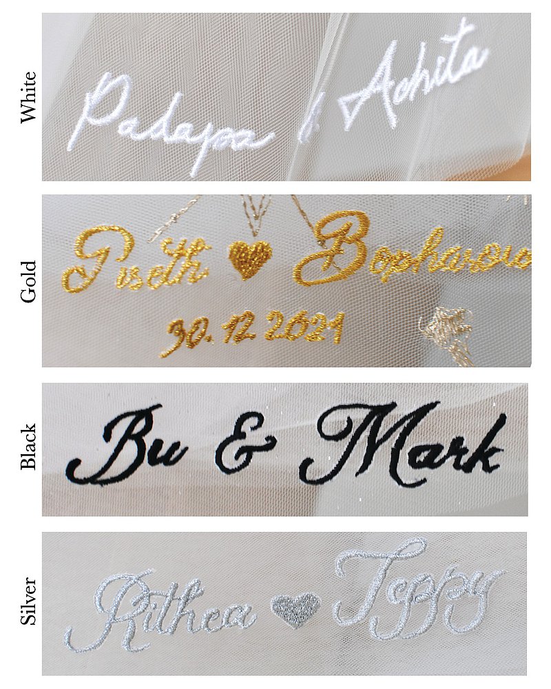 繡上去的名字有4種顏色可選擇：金色、黑色、白色及銀色。