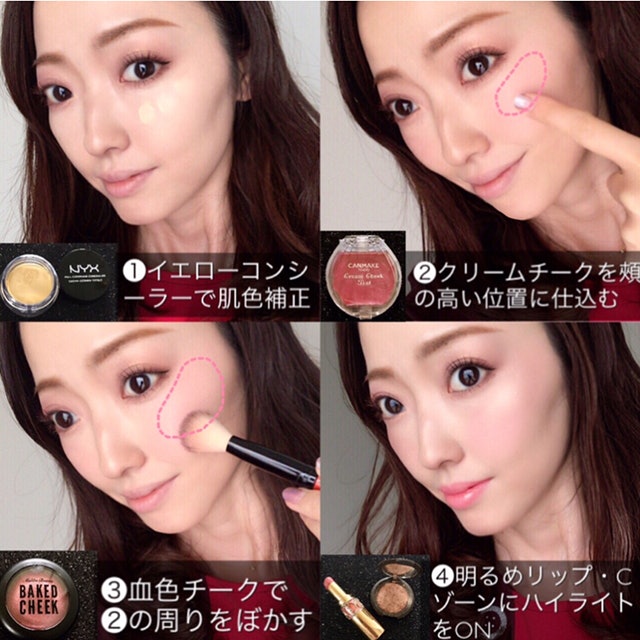 畫胭脂時應用化妝掃將粉末充分暈染開，若下手太重會出現則容易出現「馬騮屁股」的情況，正確方法應是把控好力度，少量多次地慢慢暈染。