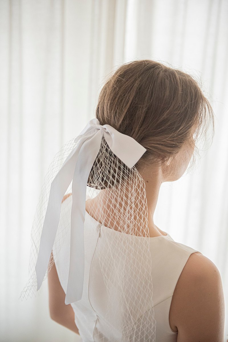 網紗蝴蝶緞帶新娘頭紗 HK$62
