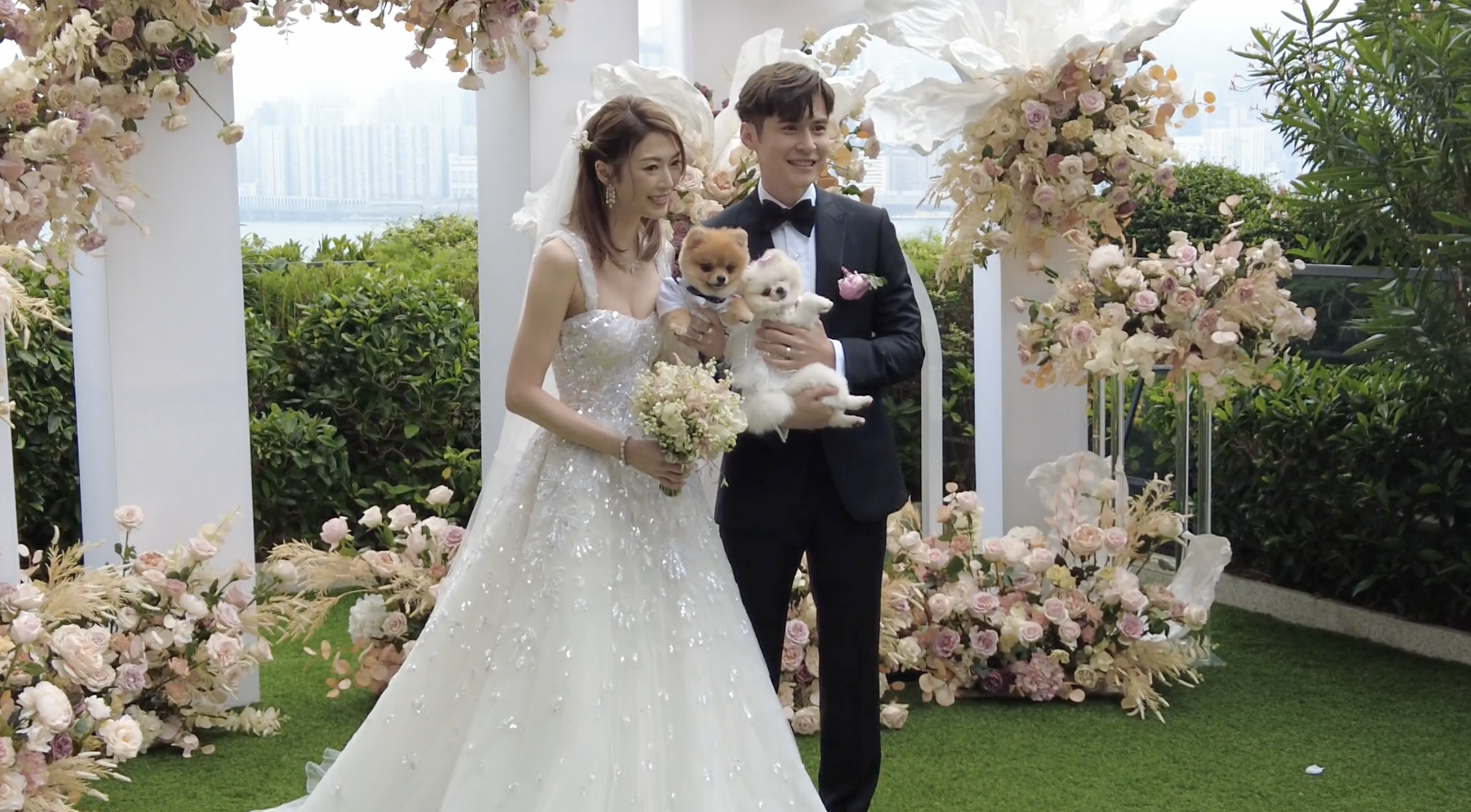 連詩雅陳家樂與狗狗合照