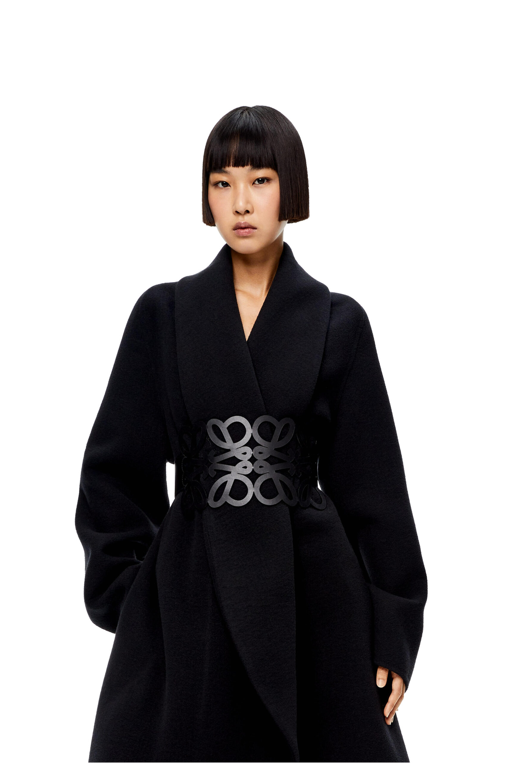 小牛皮Anagram鏤空腰帶 （黑色）