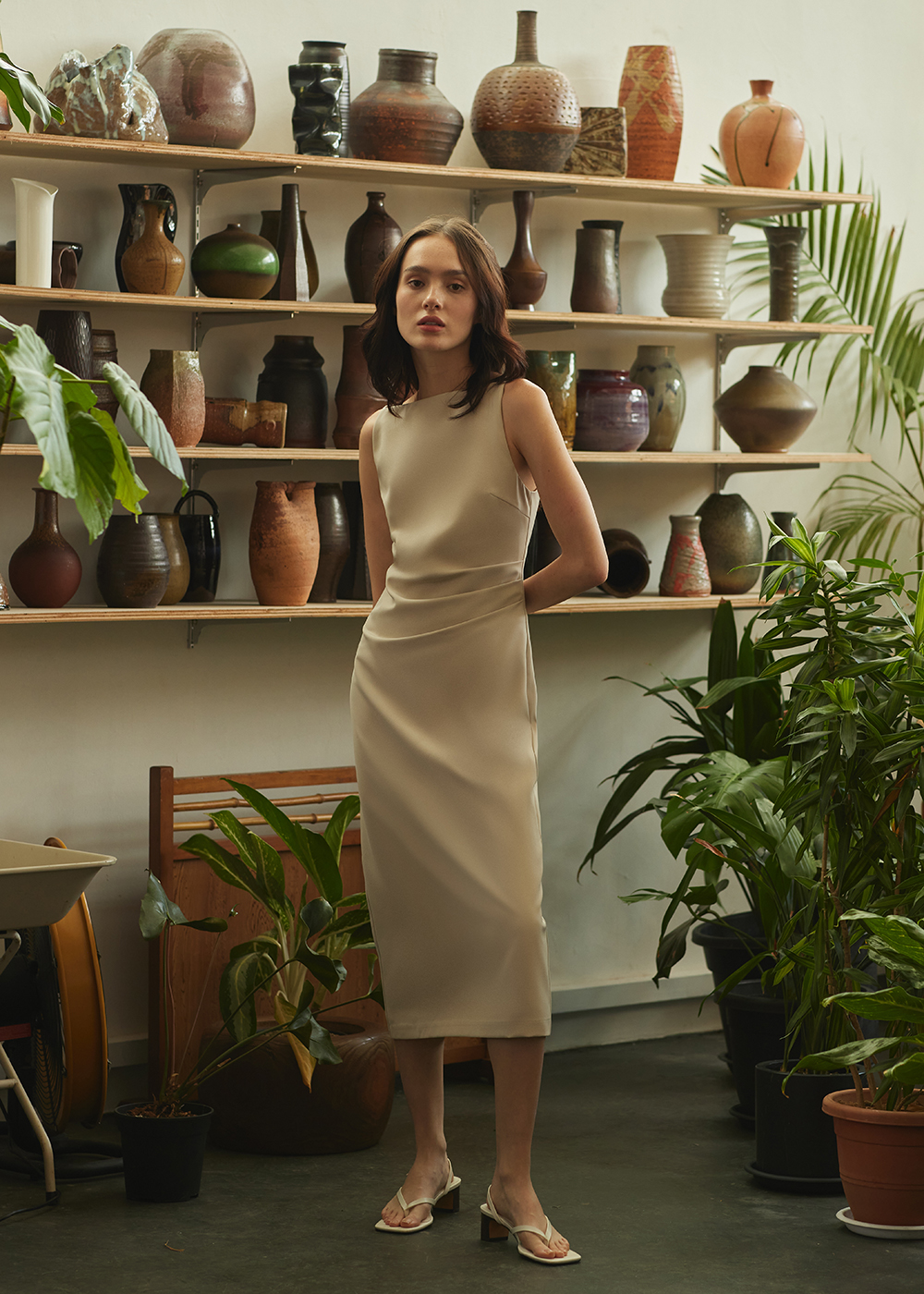 Love, Bonito Naya Straight Neck Side Pleated Dress $277(原價：＄269)