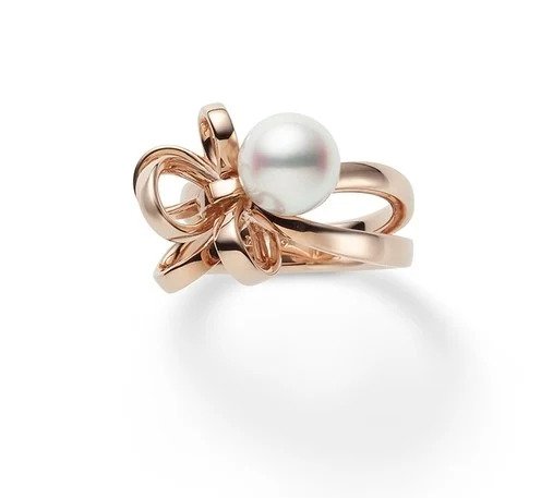 MIKIMOTO Jeux de Rubans 18K玫瑰金珍珠戒指:PR01483I