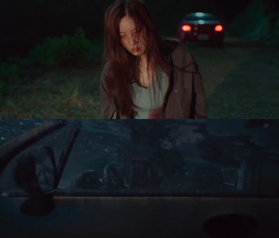 「金貌美」便將「金春愛」與「金慶子」放入車裡,更把汽車推落河。