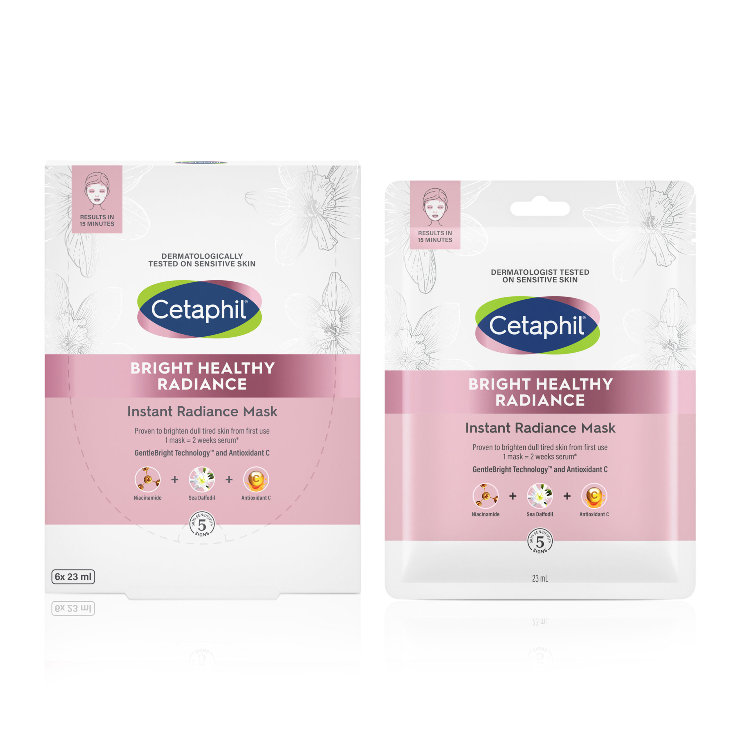 Cetaphil 透亮抗敏瞬間淨白面膜 HK$150/6片