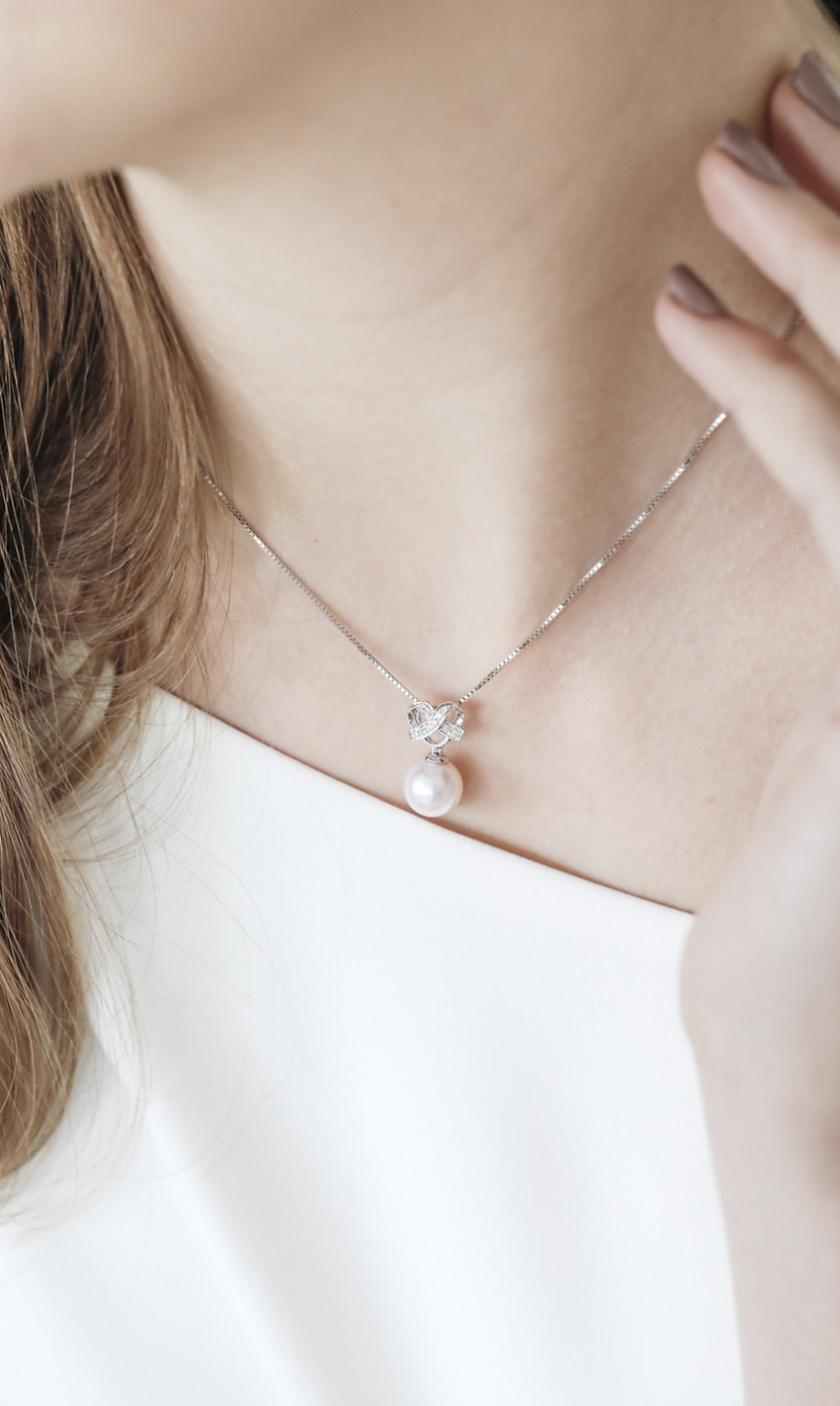 madeofpearl Infinity Love Pendant with Akoya Pearl$5,970.00